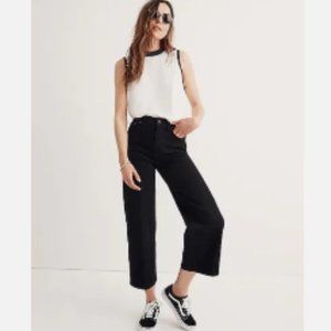 Madewell Womens Jeans 26 Black Slim Wide Leg Crop Pants 90s High Rise Denim